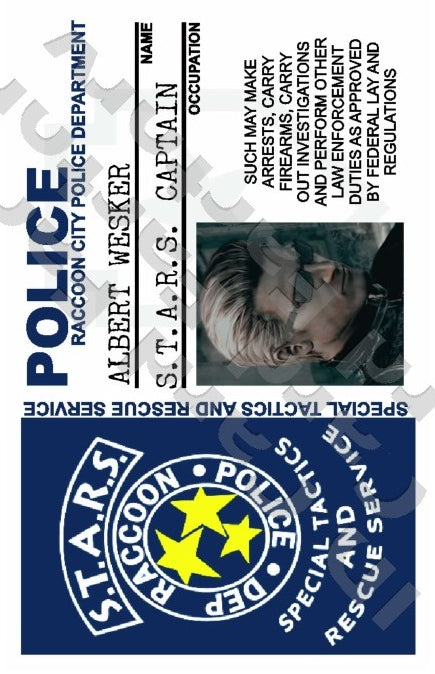 Albert Wesker | Raccoon City Police S.T.A.R.S. ID Card | Resident Evil | ID Card Factory