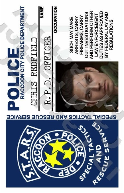 Chris Redfield | Raccoon City Police S.T.A.R.S. ID Card | Resident Evil | ID Card Factory