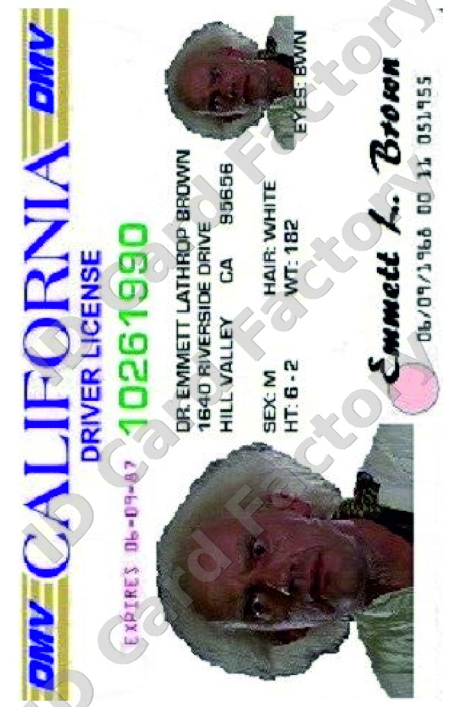 Doc Brown | Back to the Future California Driver License | ID Card Factory