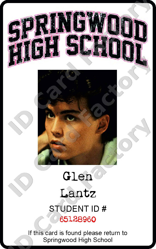Glen Lantz | A Nightmare on Elm Street Springwood High School ID Card | ID Card Factory
