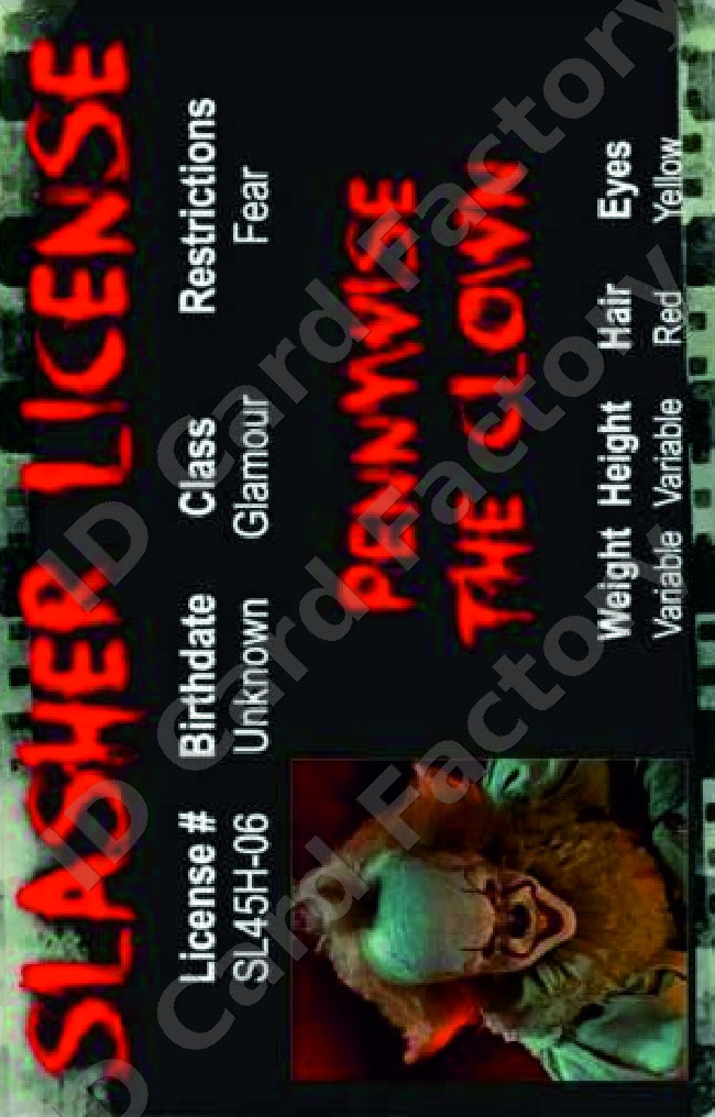 Pennywise Slasher Licence ID Card | ID Card Factory