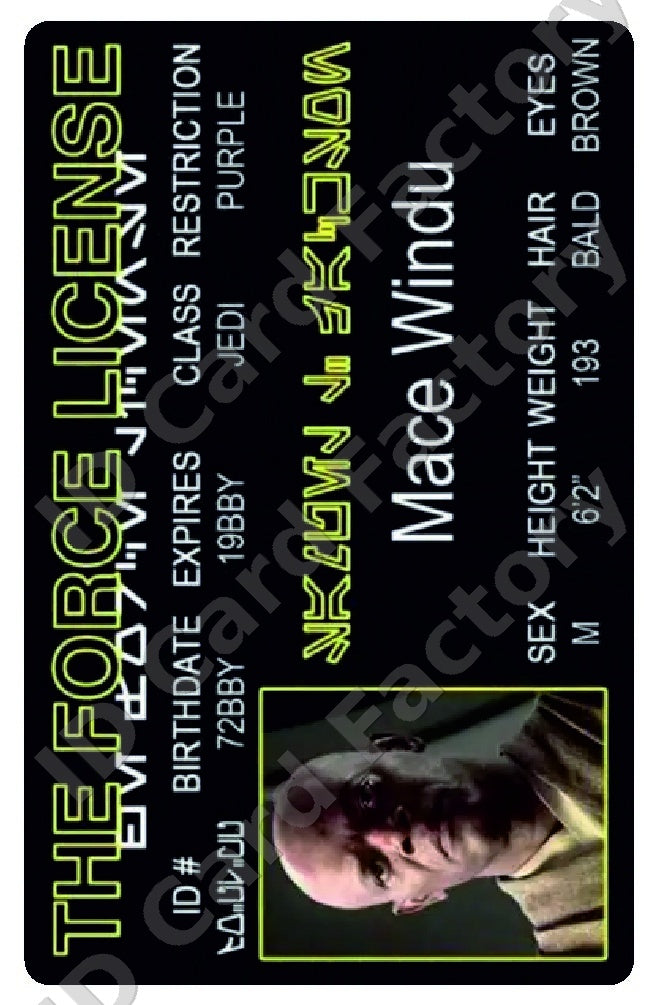 Mace Windu | Star Wars Force Licence | ID Card Factory