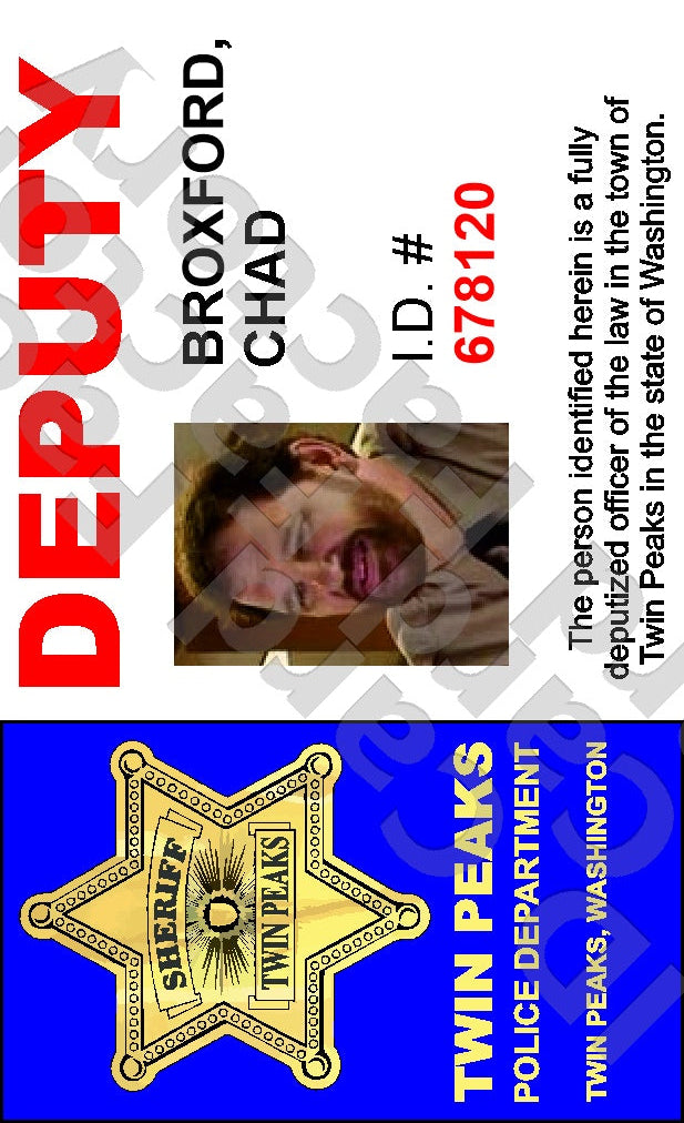 Chad Broxford | Twin Peaks Sheriff's Department ID Card | ID Card Factory