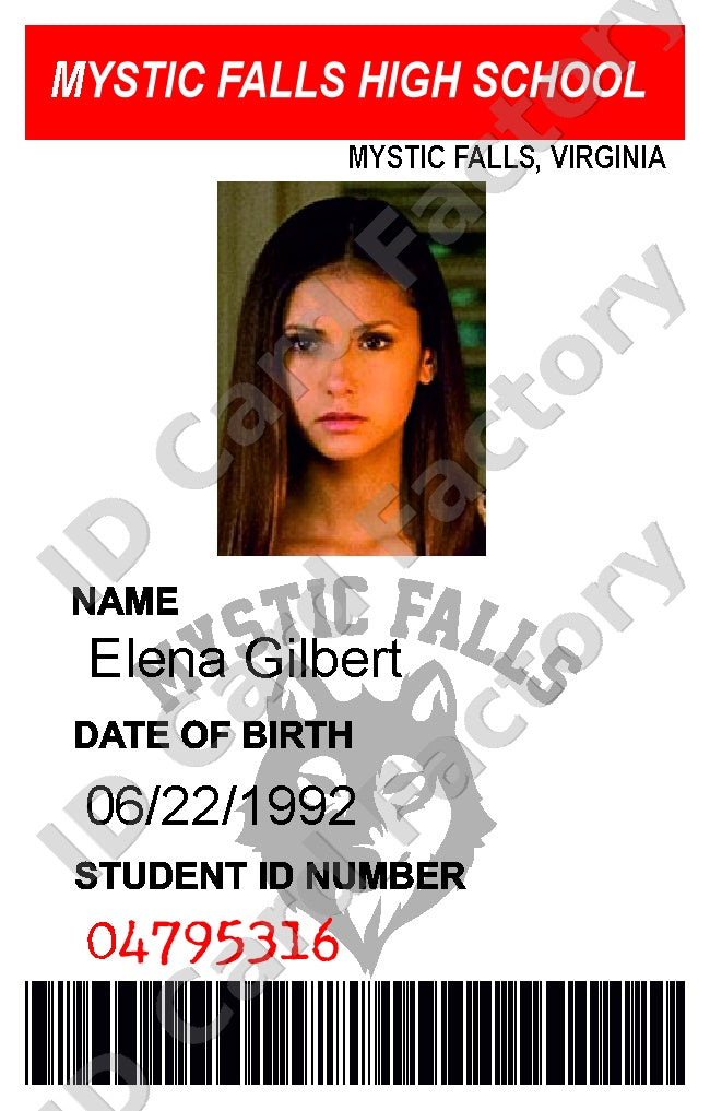 Elena Gilbert | The Vampire Diaries Mystic Falls ID Card | ID Card Factory