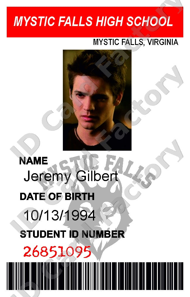 Jeremy Gilbert | The Vampire Diaries Mystic Falls ID Card | ID Card Factory