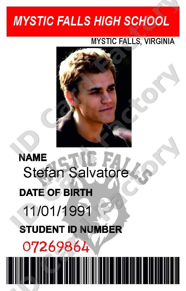 Stefan Salvatore | The Vampire Diaries Mystic Falls ID Card | ID Card Factory