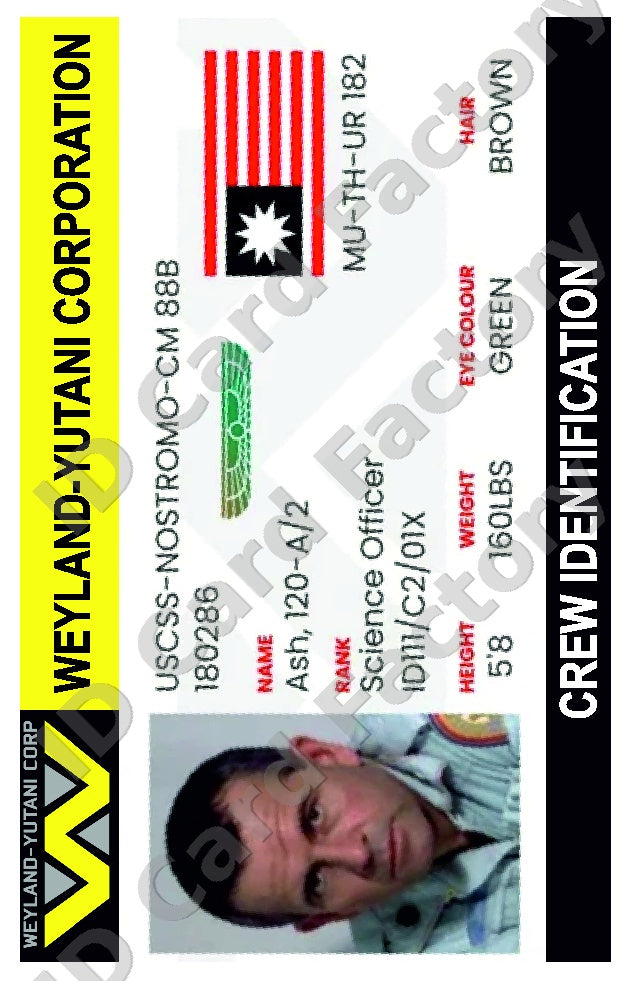 Ash | Alien Weyland-Yutani Crew ID | ID Card Factory