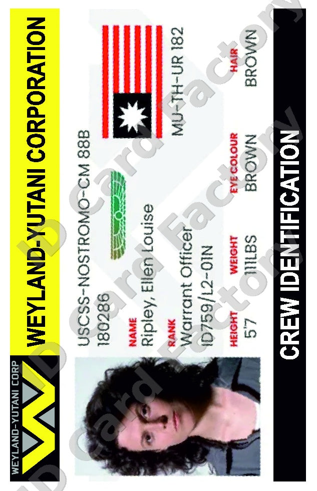 Ellen Ripley | Alien Weyland-Yutani Crew ID | ID Card Factory