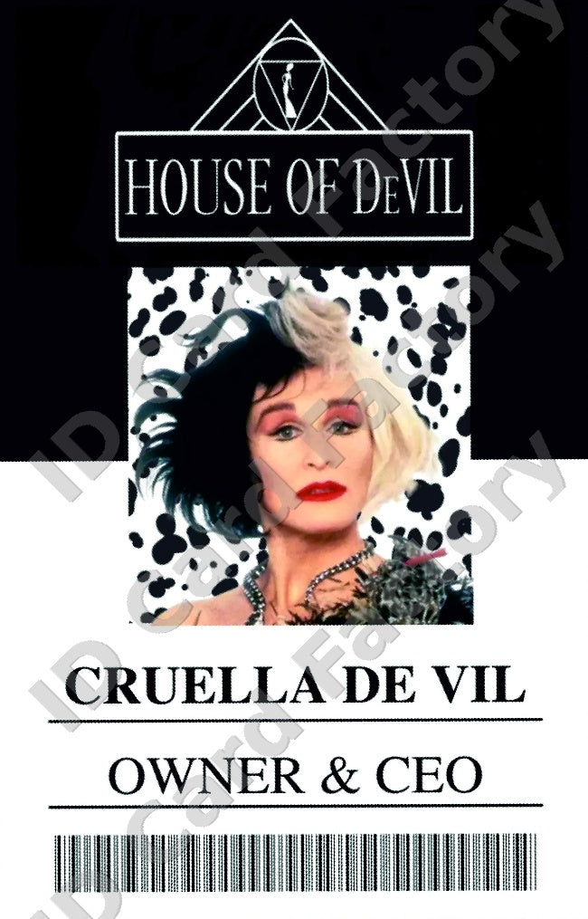Cruella De Vil | House of DeVil Owner & CEO ID | ID Card Factory