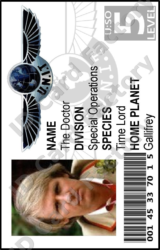The Fifth Doctor | Doctor Who UNIT ID Card | Peter Davison | ID Card Factory