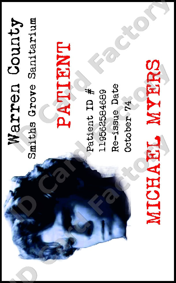 Michael Myers | Halloween Smiths Grove Patient ID Card (Age 21) | ID Card Factory