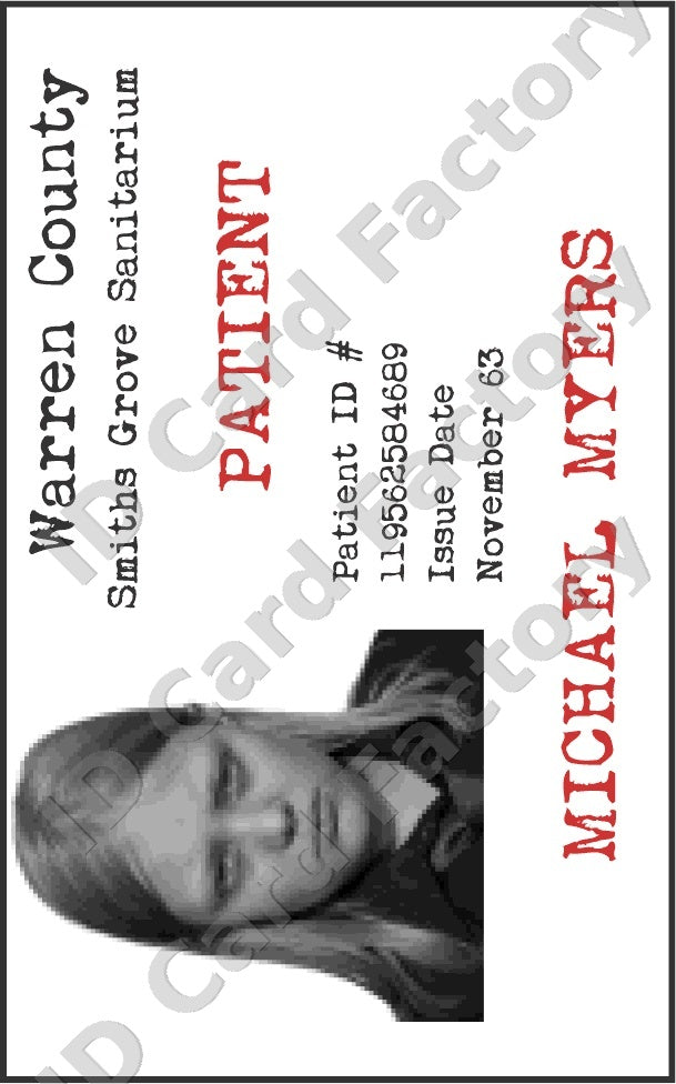 Michael Myers | Halloween Smiths Grove Patient ID Card (Young) | ID Card Factory