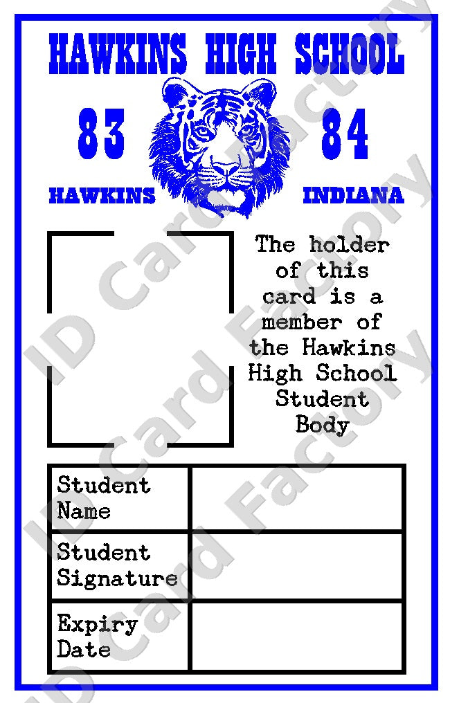 Stranger Things Hawkins High School Student ID Card | Personalised | ID Card Factory