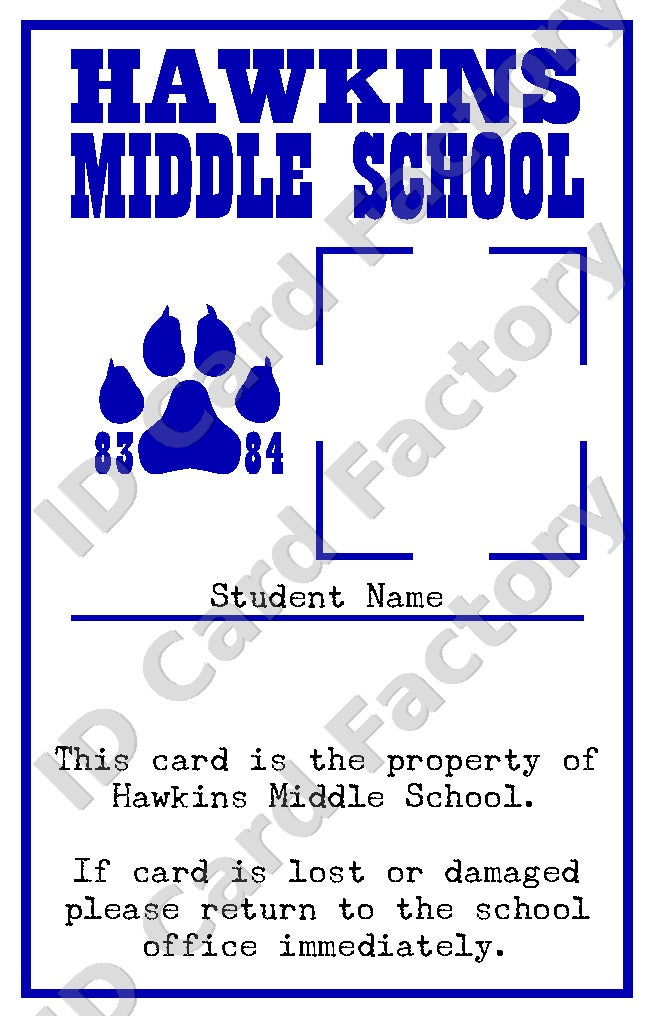 Stranger Things Hawkins Middle School Student ID Card | Personalised | ID Card Factory