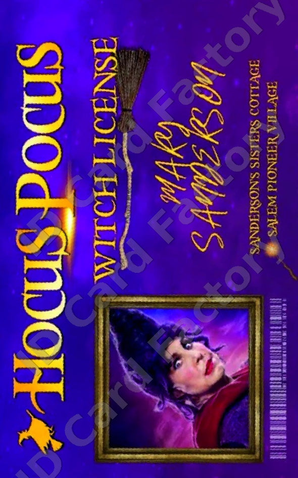 Mary Sanderson | Hocus Pocus Witch Licence | ID Card Factory