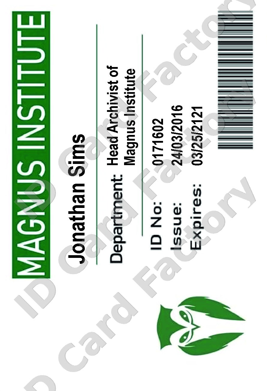 Jonathan Sims | Magnus Institute ID Card | ID Card Factory