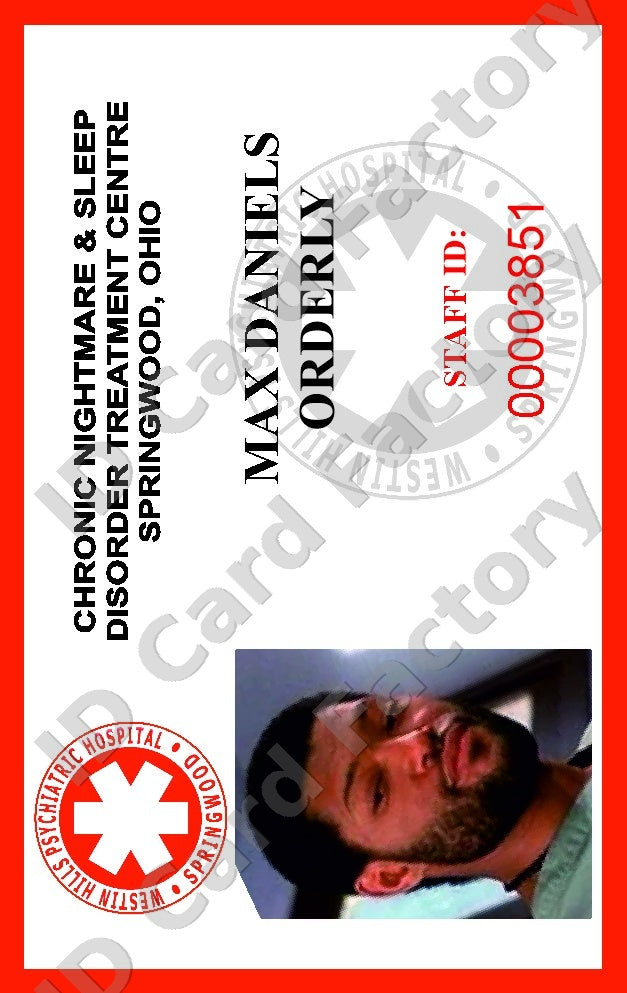 Max Daniels | A Nightmare on Elm Street Westin Hills Patient ID Card | ID Card Factory
