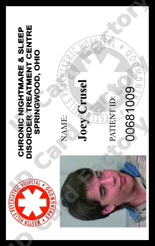 Joey Crusel | A Nightmare on Elm Street Westin Hills Patient ID Card | ID Card Factory