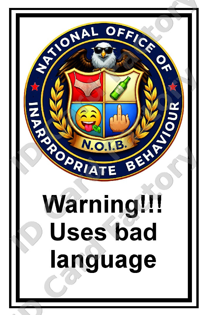 Most Likely to Use Bad Language | N.O.I.B. ID Card | Personalised | ID Card Factory