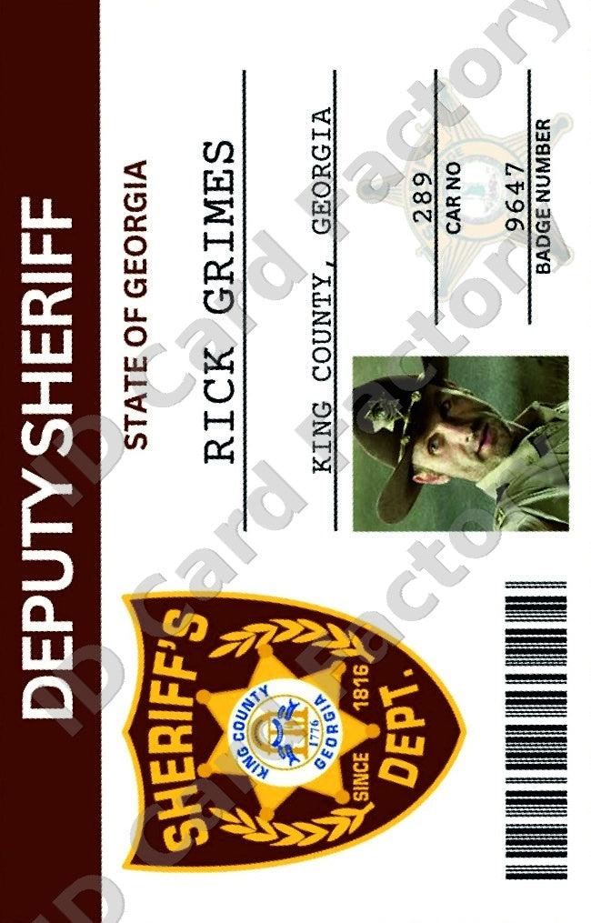 Rick Grimes | The Walking Dead Sheriff ID Card | ID Card Factory