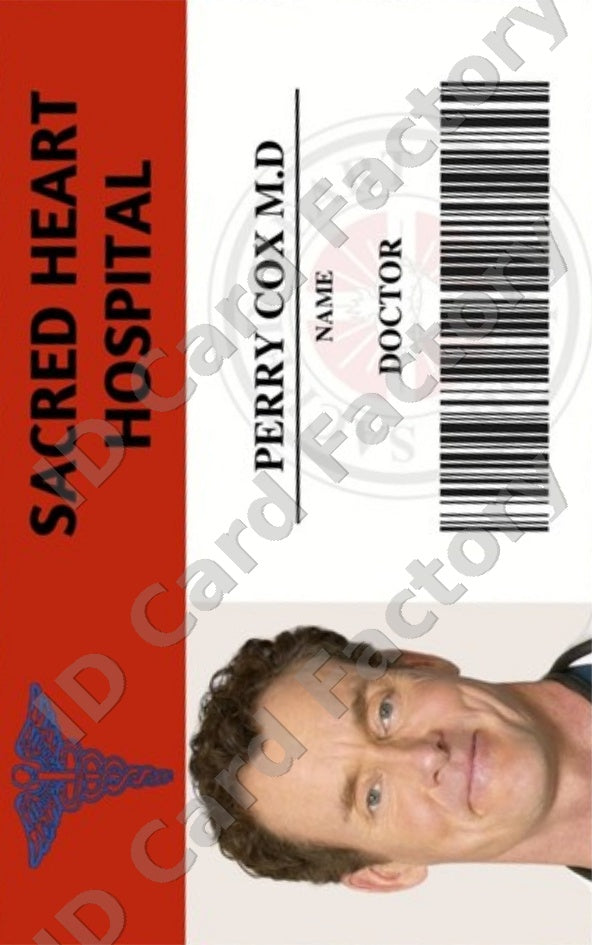 Dr Perry Cox | Scrubs Sacred Heart Hospital ID Card | ID Card Factory