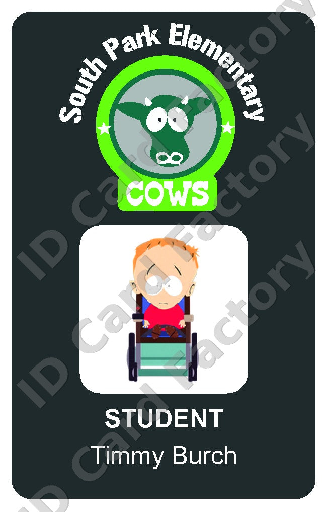 Timmy Burch | South Park Elementary Student ID Card | ID Card Factory