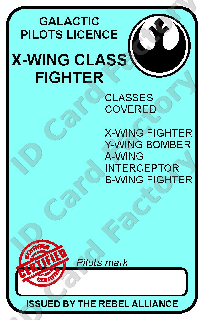 X-Wing Pilot ID | Star Wars | Personalised | ID Card Factory