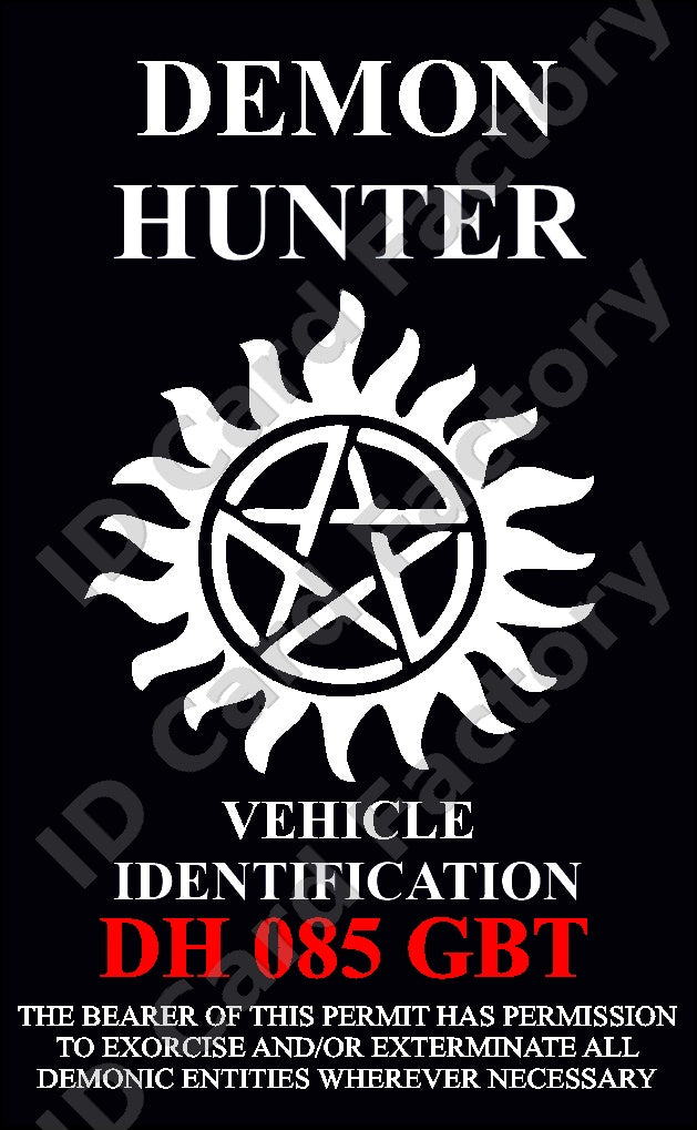 Supernatural Demon Hunter Permit | | ID Card Factory