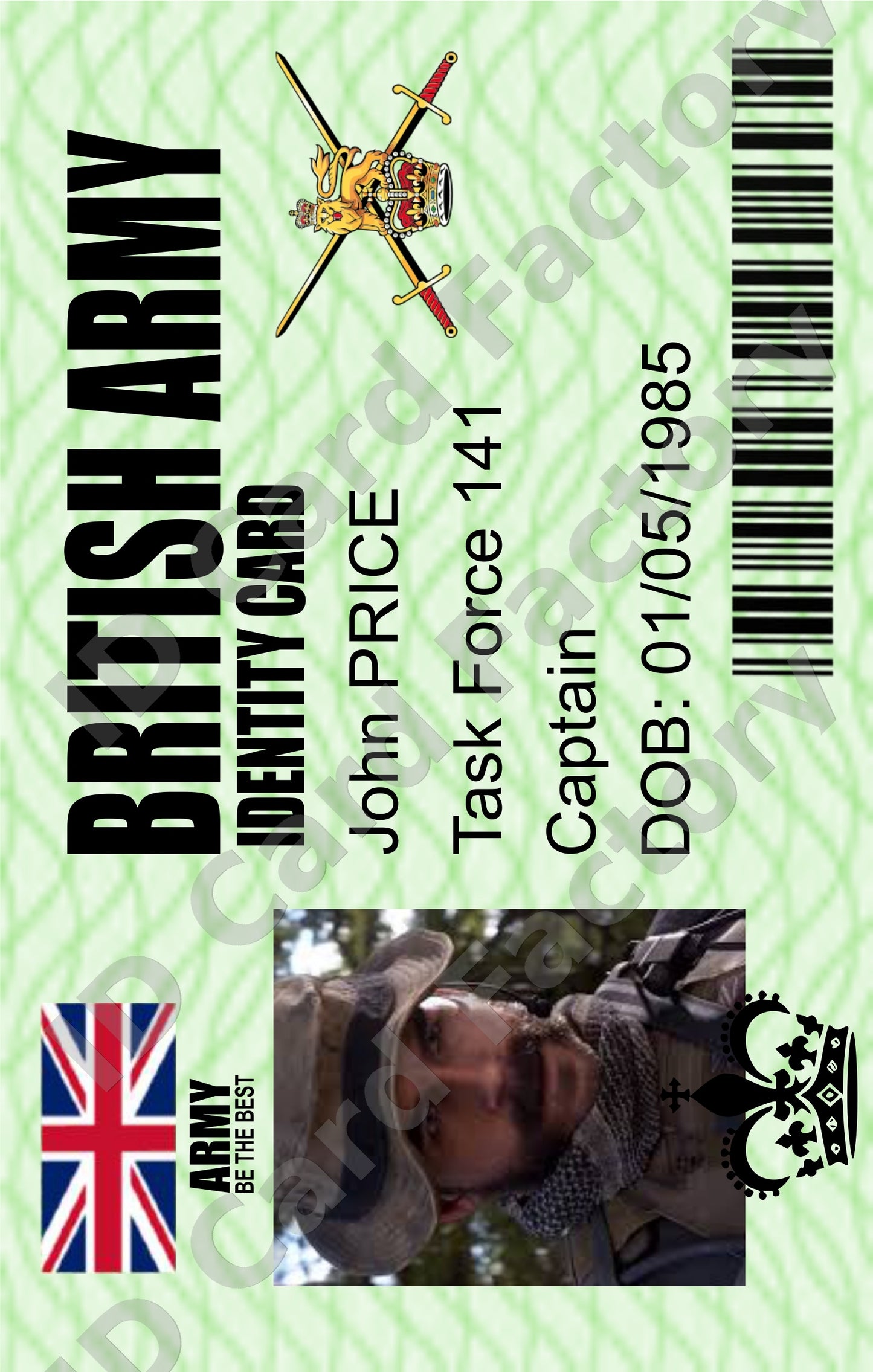 John Price | Call of Duty MW2 Task Force 141 ID Card | ID Card Factory