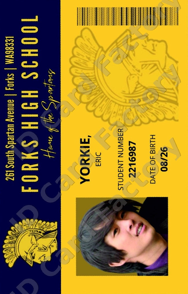 Eric Yorkie | Twilight Forks High School Student ID | ID Card Factory