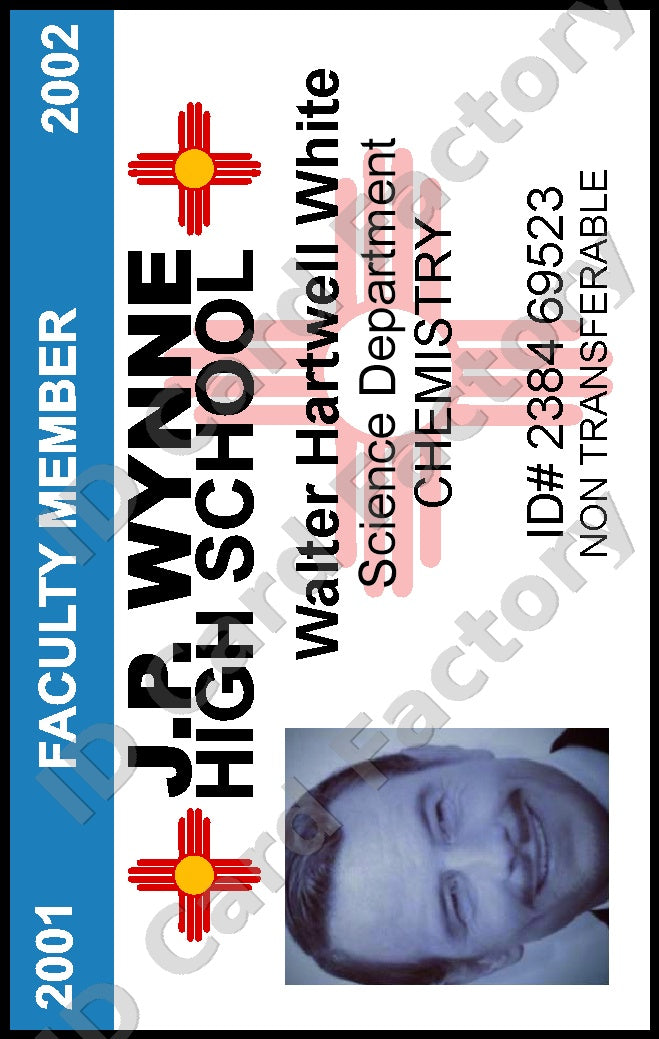 Walter White | Breaking Bad Teacher ID Card (2002) | ID Card Factory