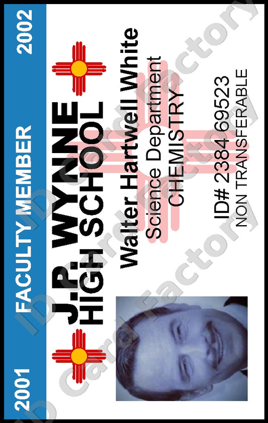 Walter White | Breaking Bad Teacher ID Card (2002) | ID Card Factory