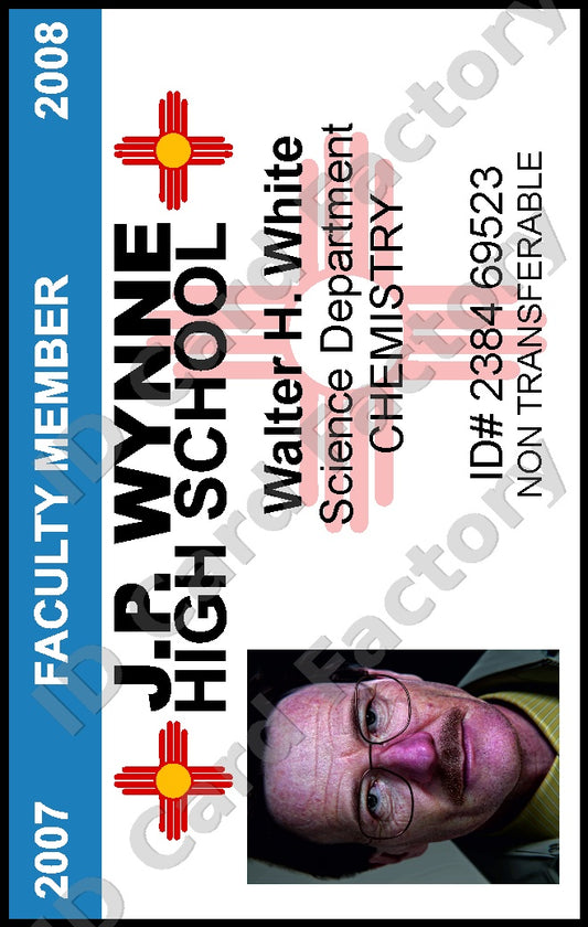 Walter White | Breaking Bad Teacher ID Card (2008) | ID Card Factory