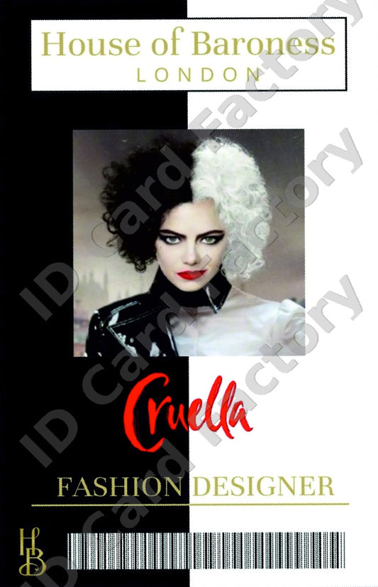 Cruella | House of Baroness Fashion Designer ID | ID Card Factory