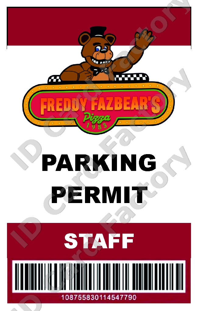 FNAF Freddy Fazbear's Pizza Parking Permit | | ID Card Factory