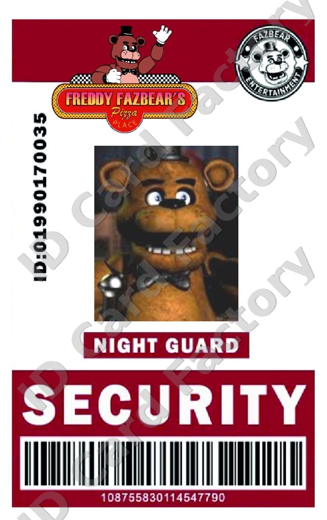 Freddy Fazbear | FNAF Night Guard Security ID Card | ID Card Factory