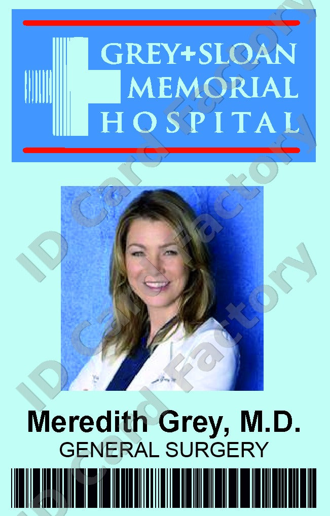 Meredith Grey | Grey Sloan Memorial Hospital ID Card | Grey's Anatomy | ID Card Factory