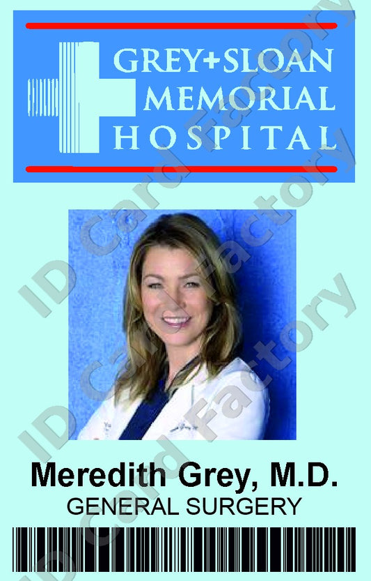 Meredith Grey | Grey Sloan Memorial Hospital ID Card | Grey's Anatomy | ID Card Factory