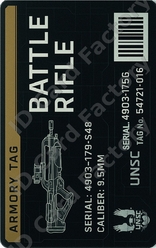 Halo UNSC Battle Rifle Armory Tag | | ID Card Factory