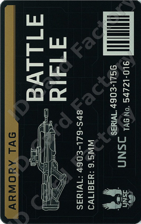 Halo UNSC Battle Rifle Armory Tag | | ID Card Factory