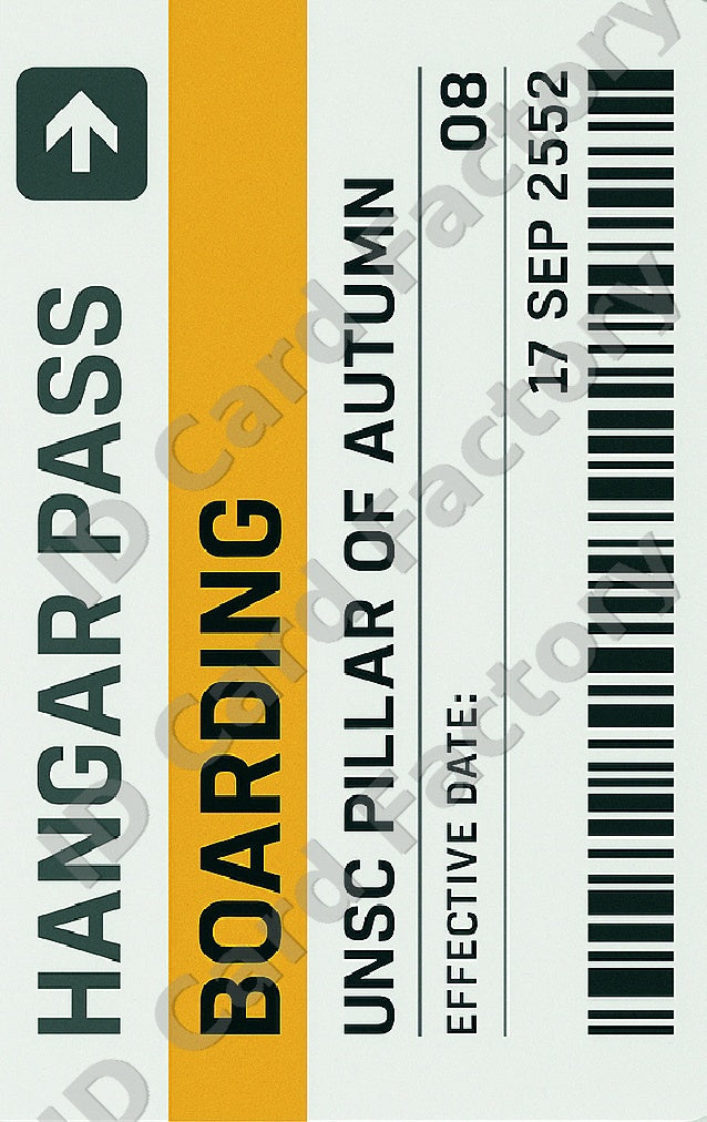 Halo UNSC Pillar of Autumn Hangar Boarding Pass | | ID Card Factory