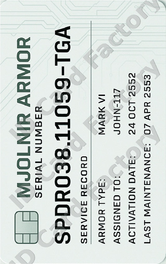 Master Chief | Halo Mjolnir Armor Service Record Card | ID Card Factory
