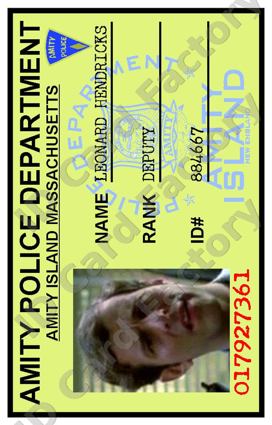 Leonard Hendricks | Jaws Amity Police Department ID | ID Card Factory