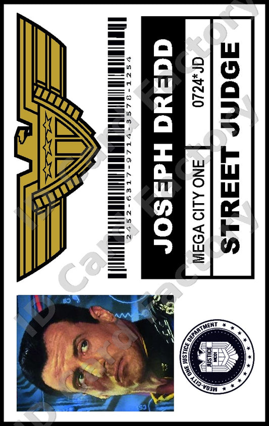 Judge Dredd | Mega City One Street Judge ID | Stallone | ID Card Factory
