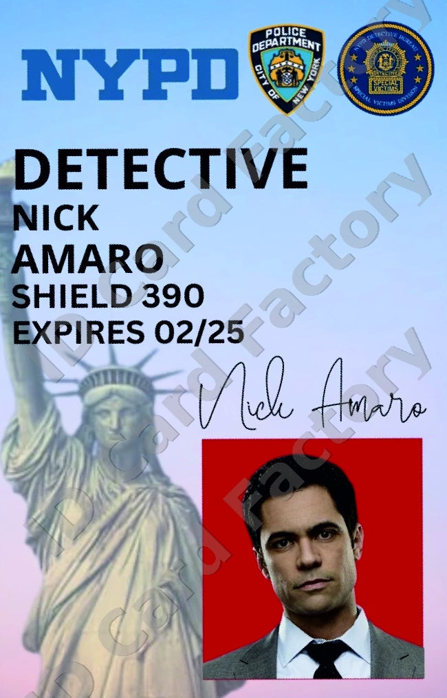 Nick Amaro | Law & Order SVU NYPD ID Card | ID Card Factory