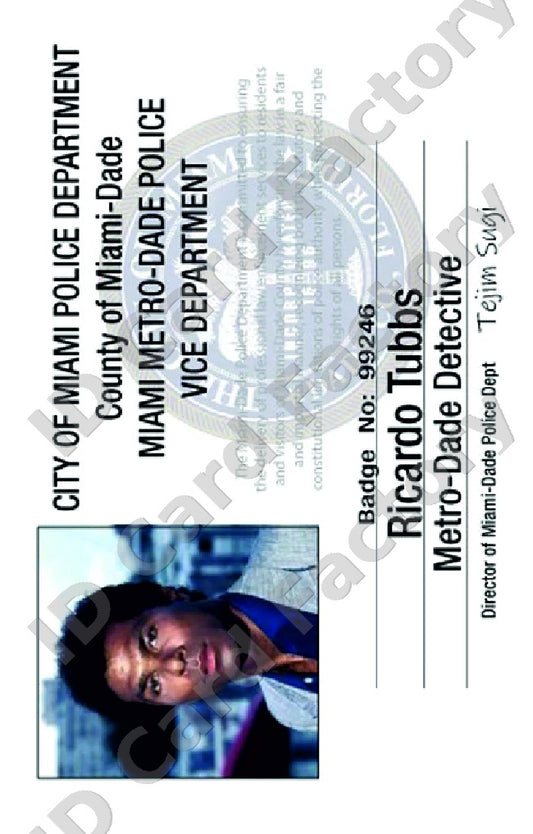 Ricardo Tubbs | Miami Vice Metro-Dade Police ID Card | ID Card Factory