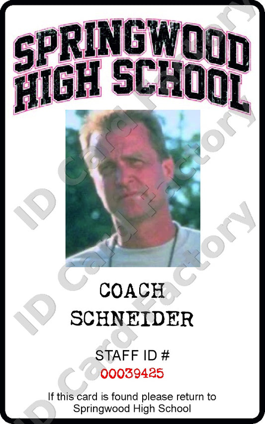 Coach Schneider | A Nightmare on Elm Street Springwood High School ID Card | ID Card Factory