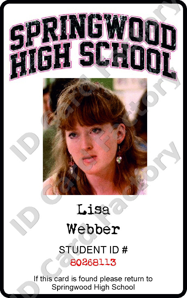Lisa Webber | A Nightmare on Elm Street Springwood High School ID Card | ID Card Factory