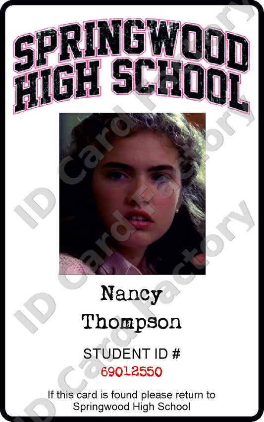 Nancy Thompson | A Nightmare on Elm Street Springwood High School ID Card | ID Card Factory