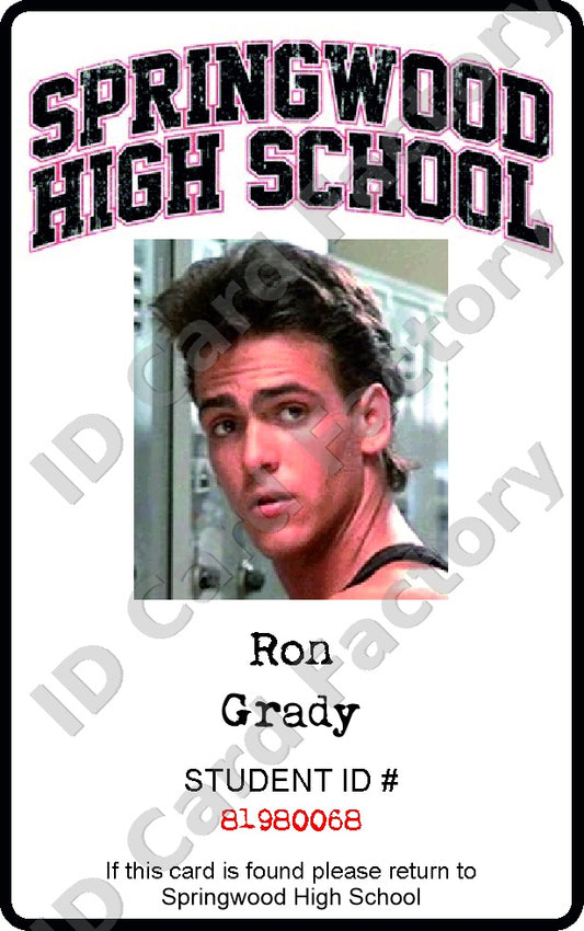 Ron Grady | A Nightmare on Elm Street Springwood High School ID Card | ID Card Factory
